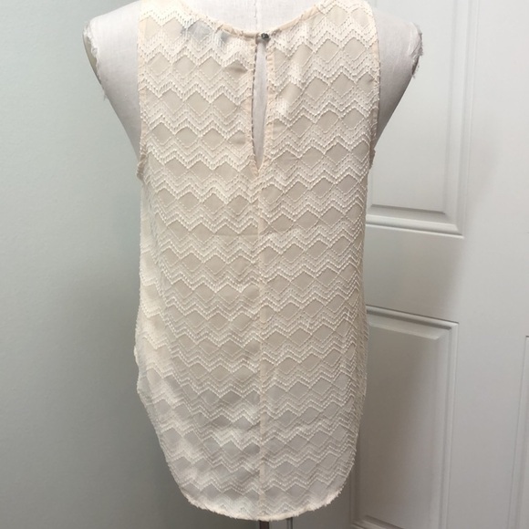 ASTR Chevron Bronze Studded Embellished Flowy High Low Tank Medium Cream - Picture 7 of 11